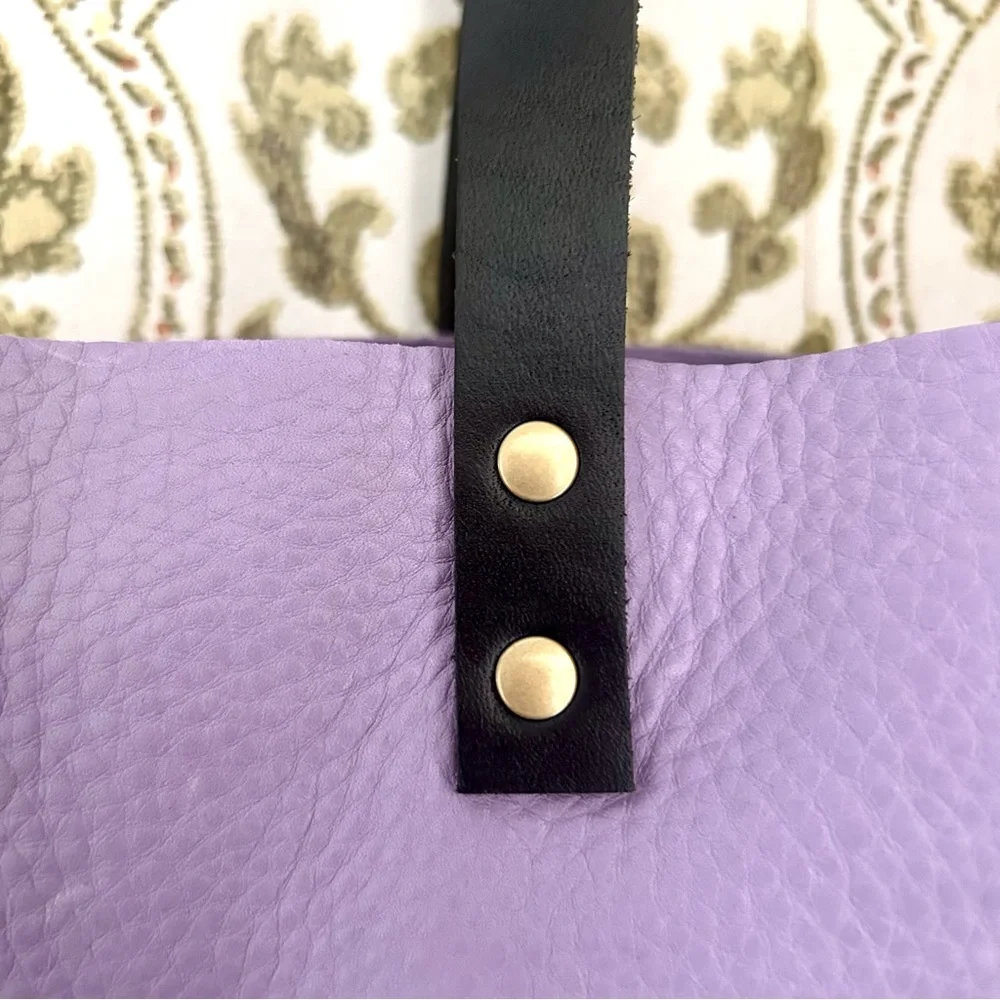 Portland Leather Goods RARE UNICORN Wisteria Lavender Classic Large Tote Bag - Picture 3 of 11